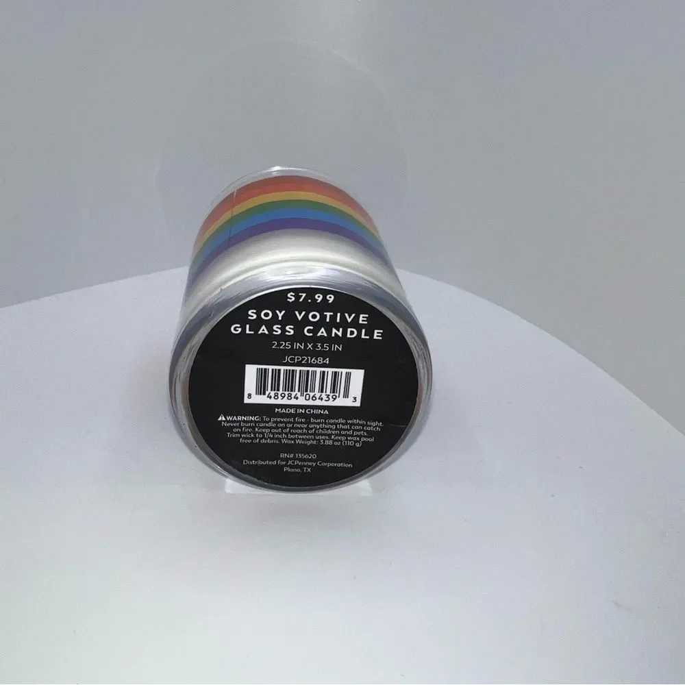 🦋$4 ~ Soy Votive Glass Candle ~ Rainbow ~ New ~ 🌈
